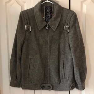 L.A.M.B. Brown Herringbone zip up jacket size 8